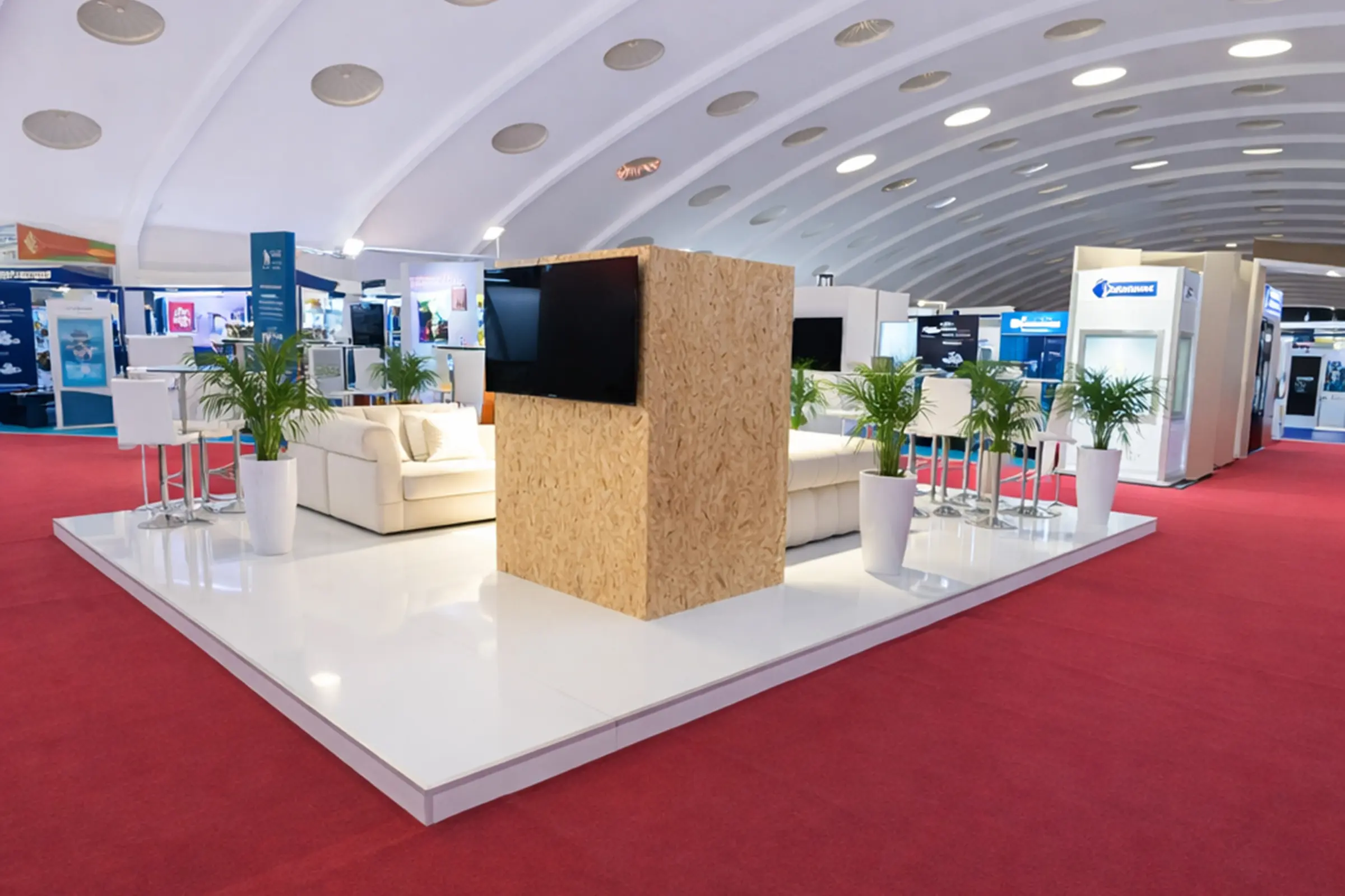 Vue en perspective du stand FIMME au SISTEP 2025 à Casablanca, espace d’exposition conçu pour les échanges B2B et la présentation de solutions industrielles