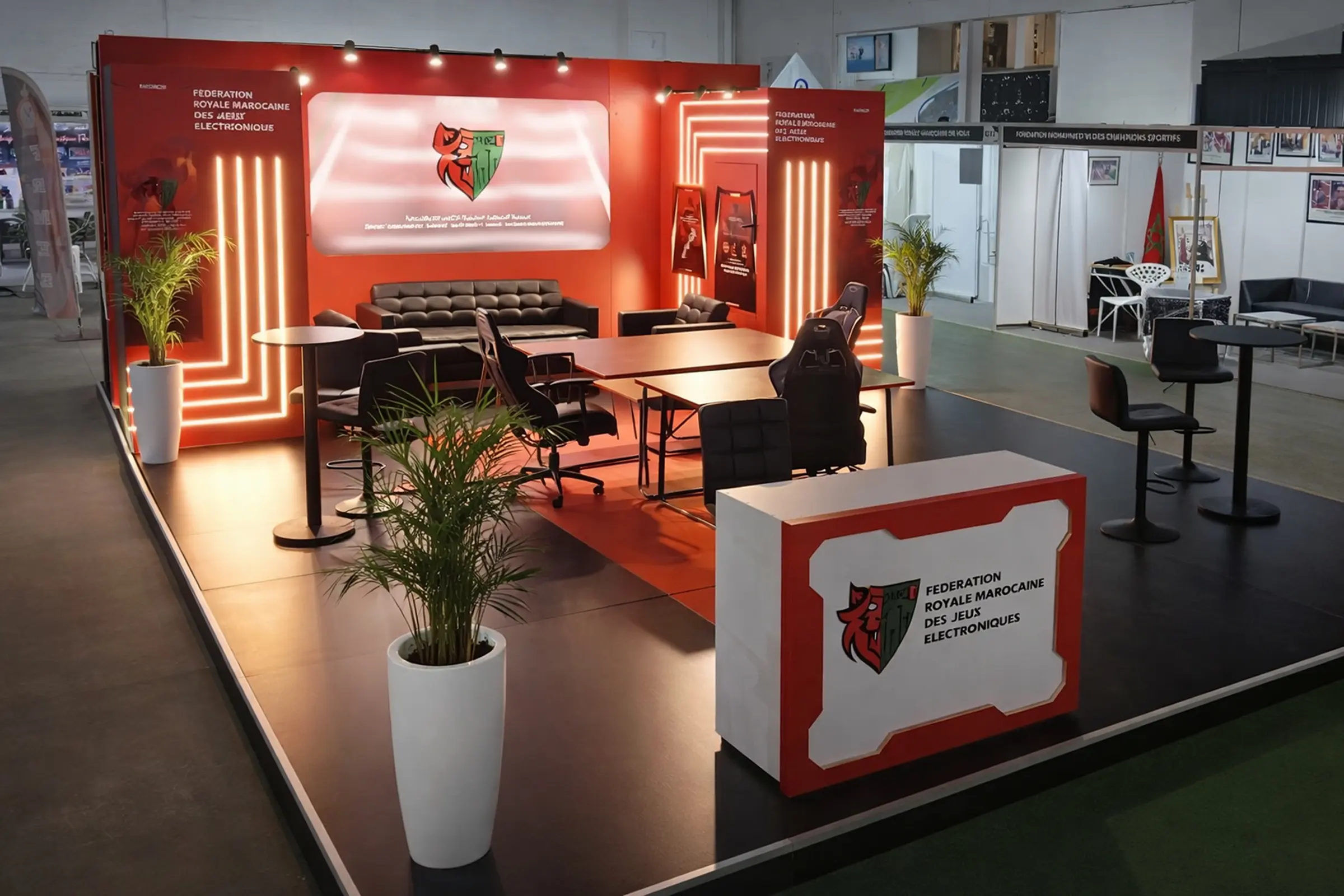 Stand de la Fédération Royale Marocaine des Jeux Electroniques - Ezone de la cathédrale du Sacré-Cœur lors de la CAN 2025
